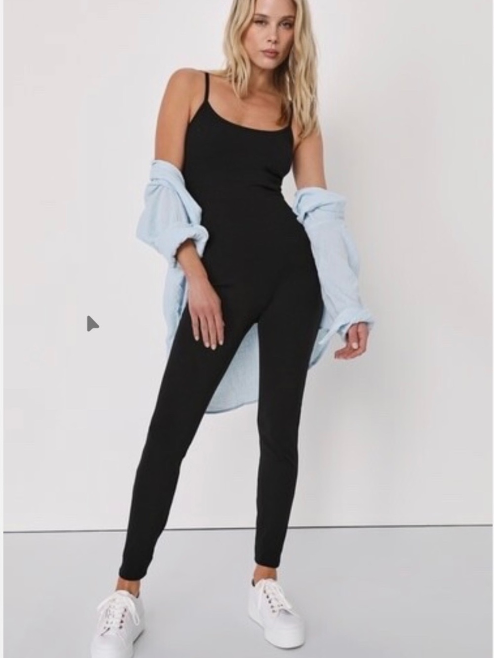 NEW W TAGS LULUS SUPER BASE BLACK RIBBED KNIT BODYCON LOUNGE JUMPSUIT SMALL $49